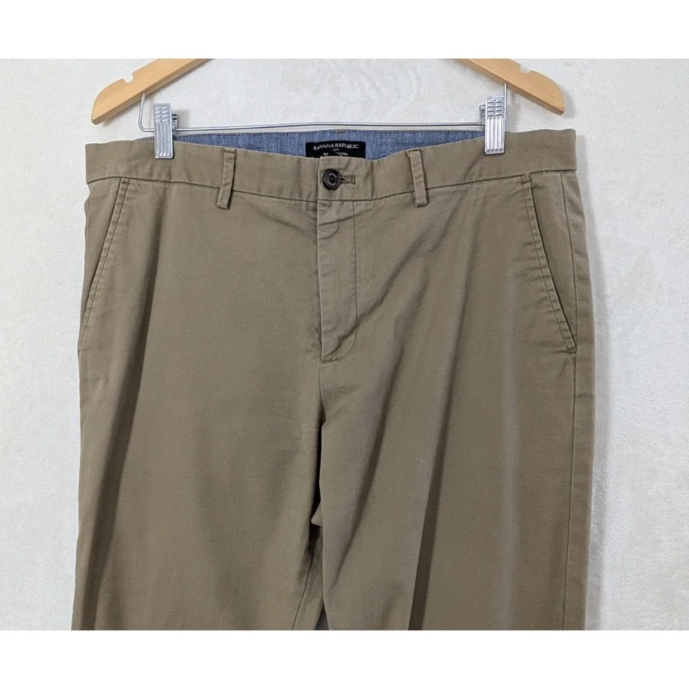 Banana Republic Mason Chino Pants Mens 35x34 Khaki Athletic Fit Stretch Tapered